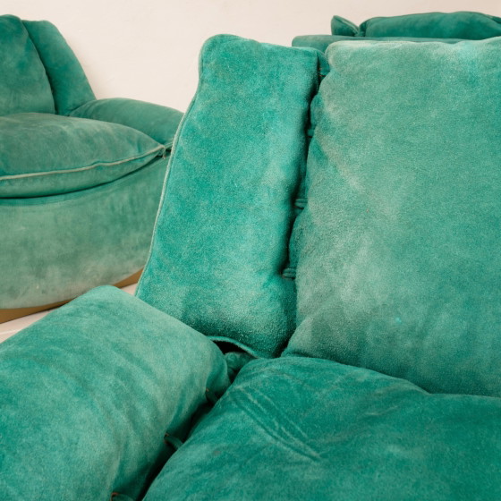 Set van 3 Stropiccio Fauteuils van Luciano Frigerio voor Frigerio di Desio, 1970 – Modulaire banken, Suede (photo 6 of 18)