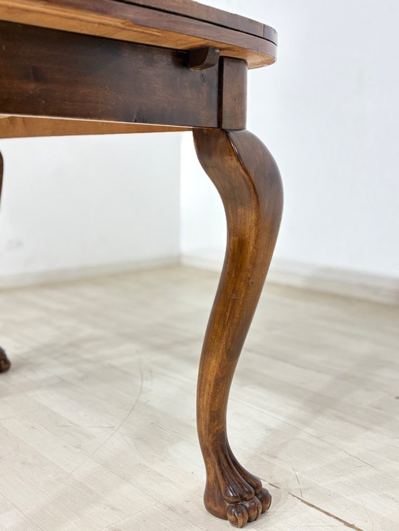 Image 1 of Magnificent Art Nouveau dining table, kitchen table, extendable table with eagle feet, circa 1920