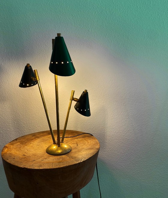Image 1 of Lampada italiana in ottone a tre teste, design anni '50