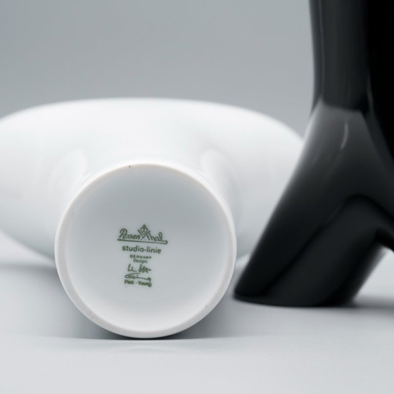 Image 1 of Rosenthal Studio Linie B&W Glossy Porcelain SPIRIT Vase Duo by Platt & Young 80s