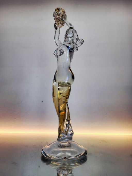 Exceptional Murano Art Glass Sculpture – Female Figure with Grapes – Signed by Master Pino Signoretto