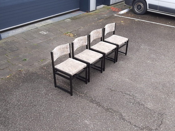 Image 1 of Brutalistische Esszimmerstuhl Stil De Coene Belgien 1970er Jahre, Satz von 4