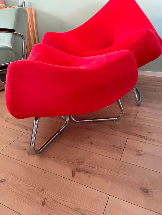 Chili chair di Paul Falkenbrrg, Artifort, Sedie e poltrone, Tessile, Cromo, Rosso (foto 2 di 6)