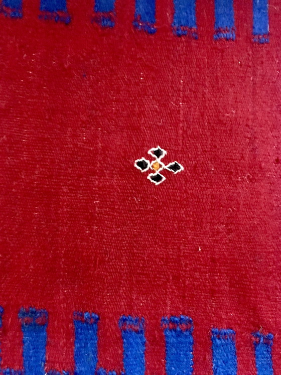 Image 1 of Tapis Berbère/kilim bleu  indigo & rouge 