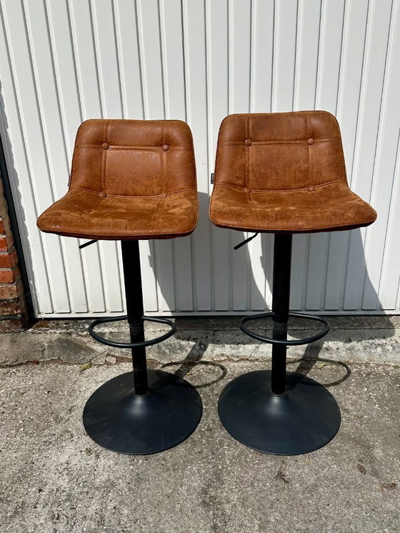Image 1 of set of industrial bar stools, adjustable