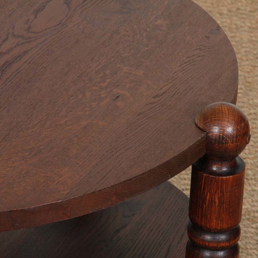 Solid oak coffee table in the style of Charles Dudouyt, 1950