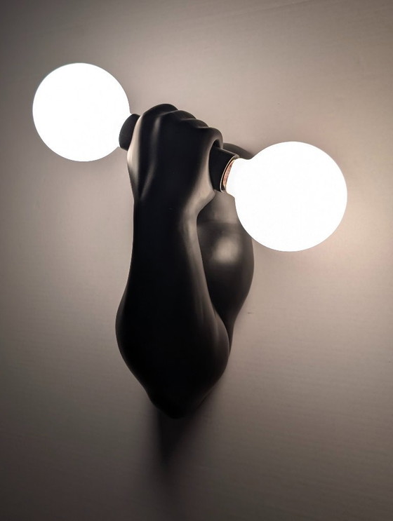 Image 1 of Applique murale en céramique noire J.C. Peiré, bras sculptural, années 1980