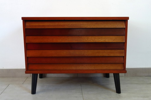 Teak silver chest of drawers 60s