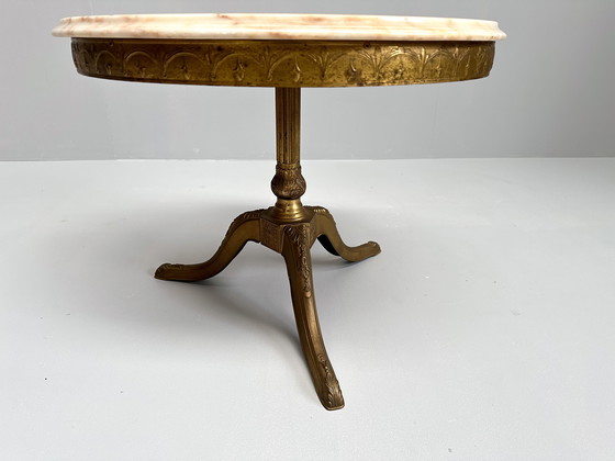 Image 1 of Table basse vintage en laiton et marbre, Mid Century, 1960S