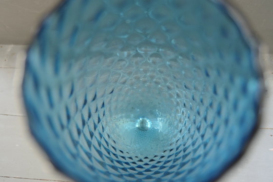 Vintage Empoli Optically Blown Glass Vase Turquoise (photo 9 of 10)