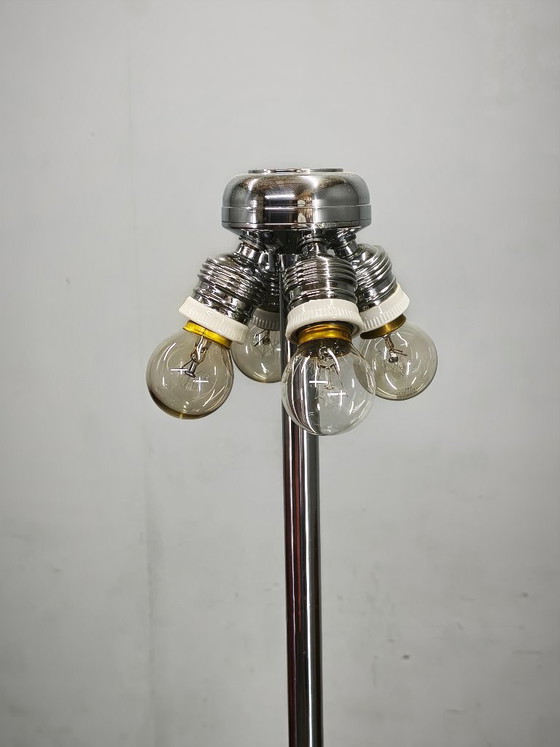 1950s Czechoslovakian Art Deco Chrome Floor Lamp with Handmade Shade – Floor lights, Metal, Paper (photo 2 of 13)