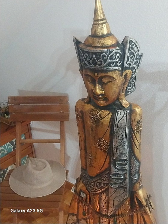 Tempelwächter Buddha, 1'60 cm. – Bildhauerei, Holz (photo 8 of 9)