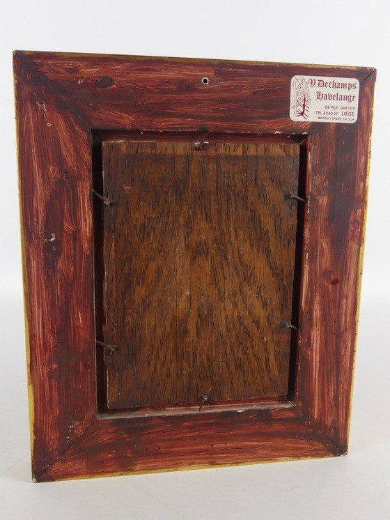 Image 1 of Nature morte aux fleurs – huile sur panneau – signée PvH – cadre doré de V. Dechamps – Habelange (Liège)