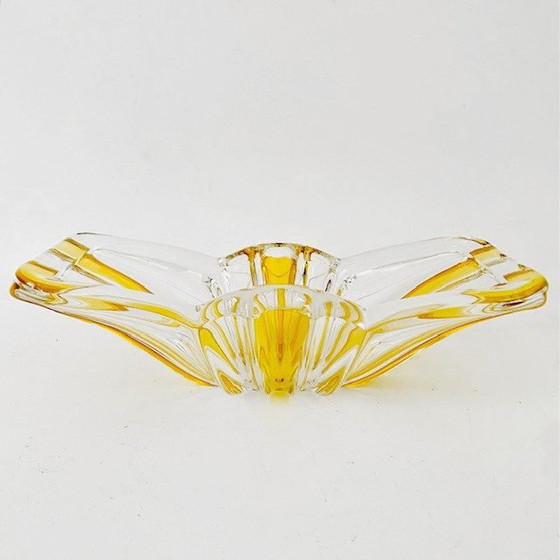 Image 1 of Ciotola in vetro pressato giallo August Walther & Sohne, anni '70