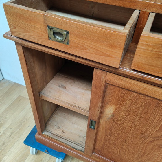 Image 1 of Vintage French country sideboard cabinet, wall cabinet kitchen cabinet Teakwood