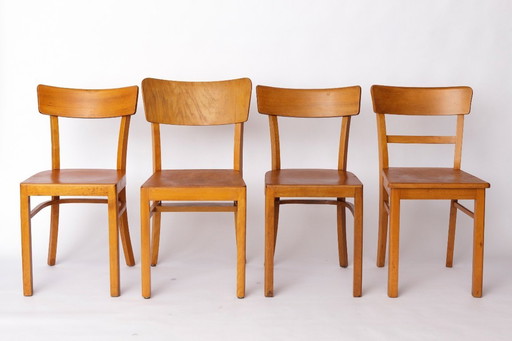 Set of 4 Vintage “Frankfurter” Dining Chairs – Beech Wood – Germany 1950s–1960s