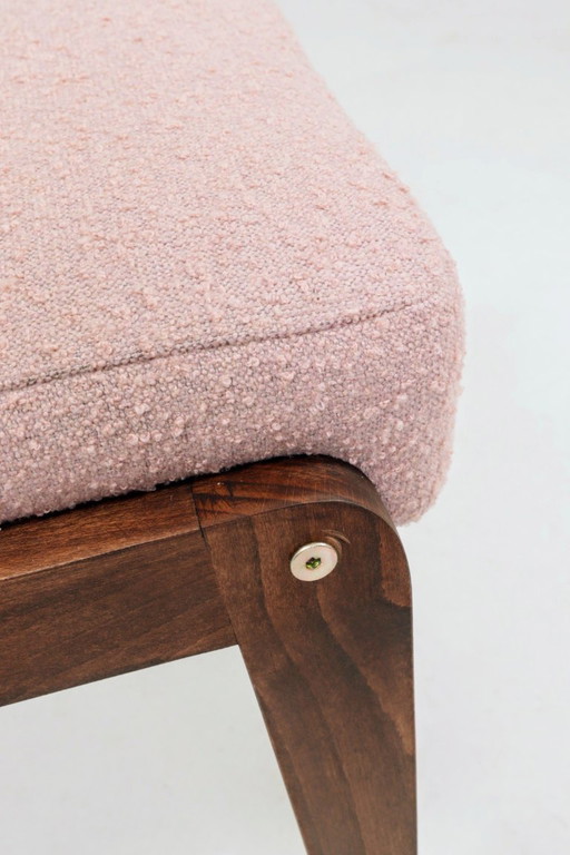 Sgabello scandinavo rosa bouclé set di 2