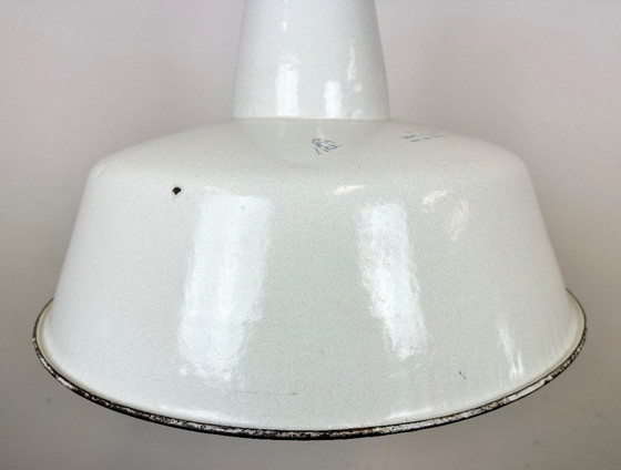 Image 1 of Large Industrial White Enamel Factory Pendant Lamp from Zaos, 1960s