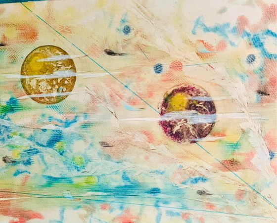 Abstract Painting - Cosmic - Unique Japanese-Inspired Lacquer Work, Signed « Mestre » 84 - 60x40 cm (photo 21 of 27)