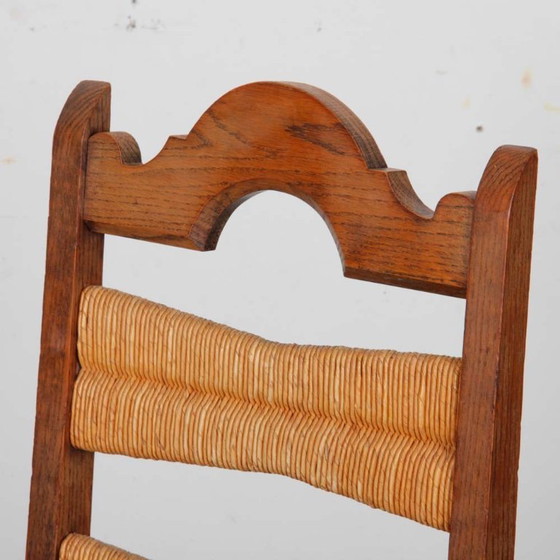 Image 1 of Ensemble de 6 chaises paillées et chêne massif, 1940