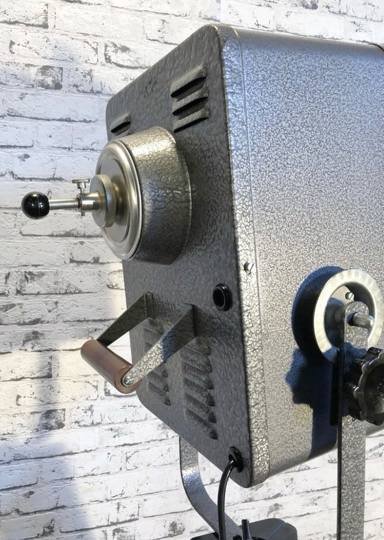 Image 1 of Vintage Grey Theater Spotlight on Wooden Tripod, 1980s