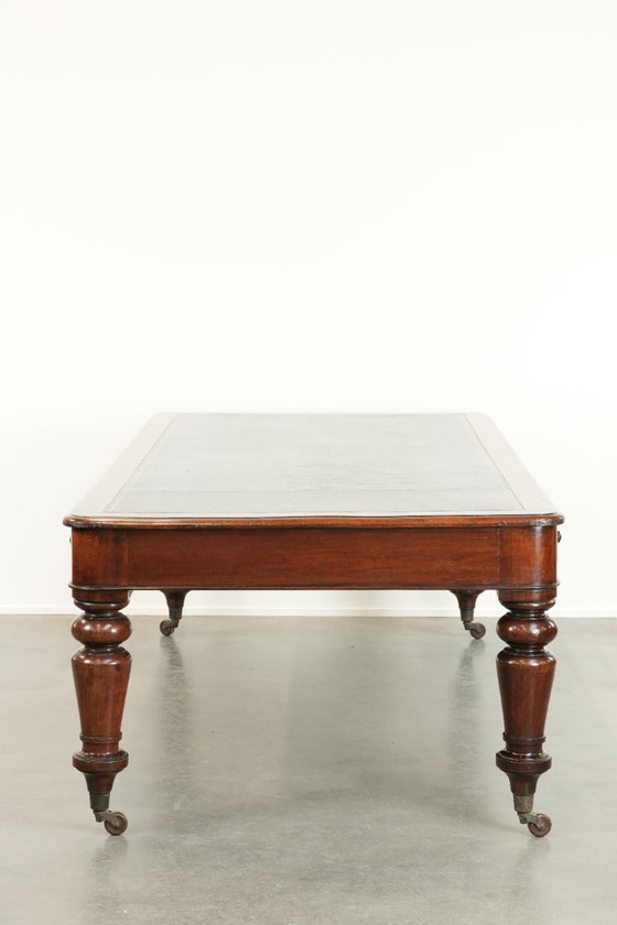 Image 1 of Unique large antique English library table/writing desk/desk from the 19th century