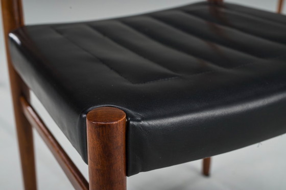 Image 1 of Mid Century Palisander Esszimmerstuhl mit Leine, 1950er Jahre, 4er Set