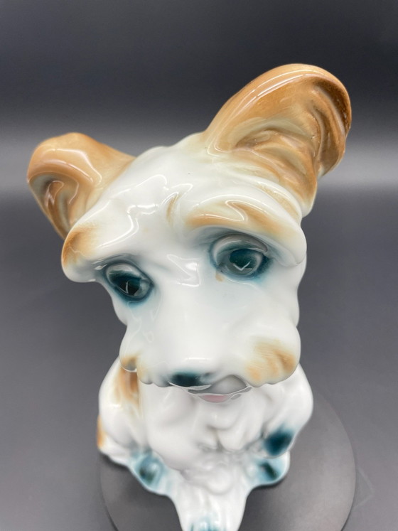 IRIS Romania, Expressive Vintage Porcelain Dog Sculpture, Mid Century, Decorative Objects, Grey (photo 2 of 8)