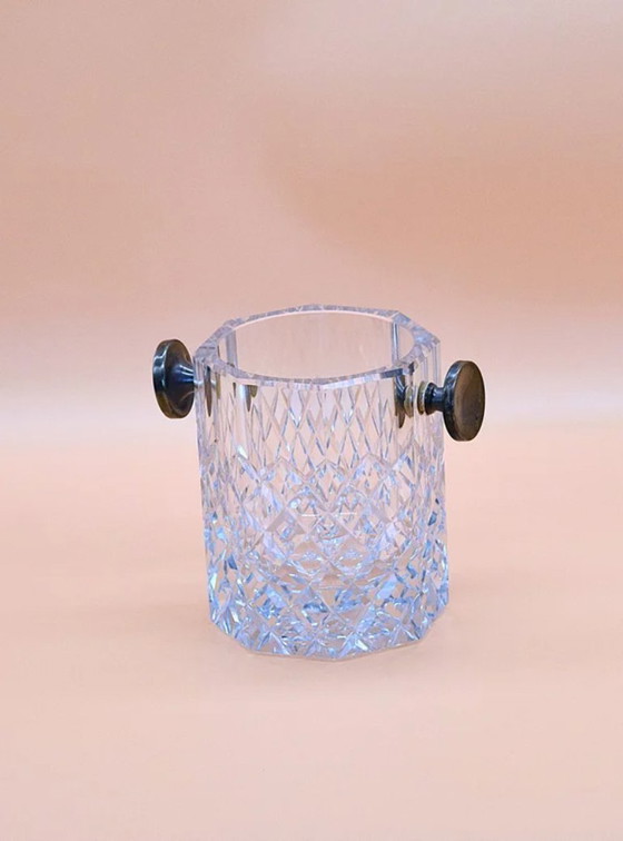 Image 1 of Vintage Silver Crystal Champagne Ice Bucket – Elegant Cut Crystal Design