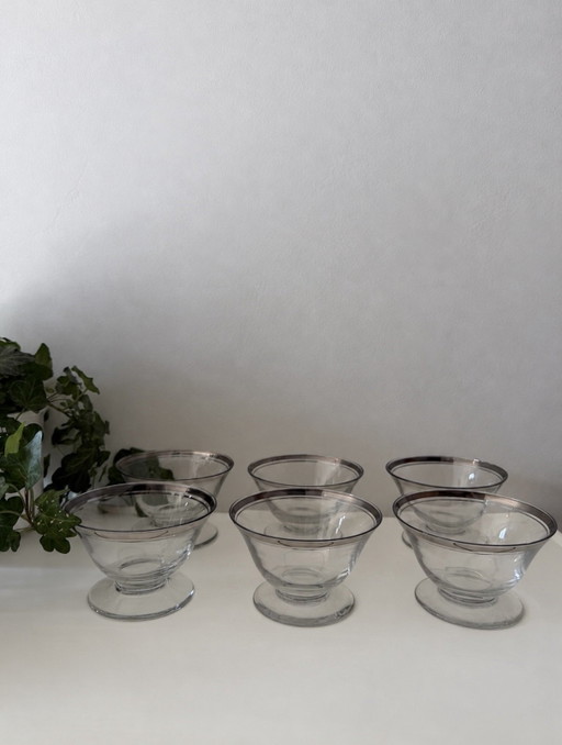 Dessert coupes met zilverkleurige rand