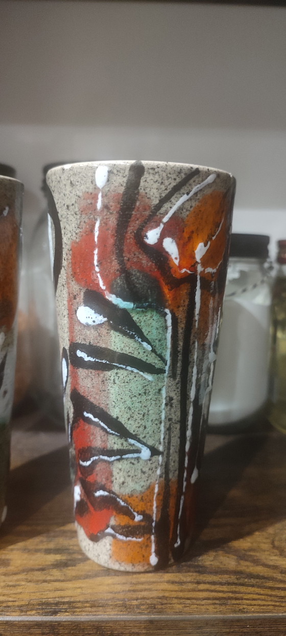 Image 1 of Pair of signed and numbered vintage ceramic mugs