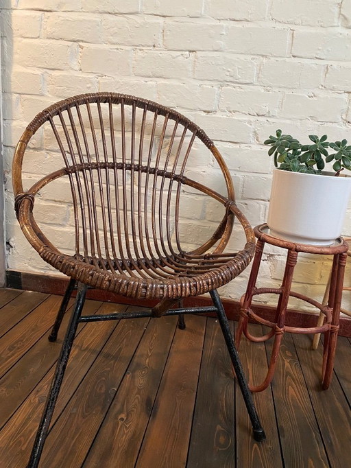 fauteuil vintage en rotin