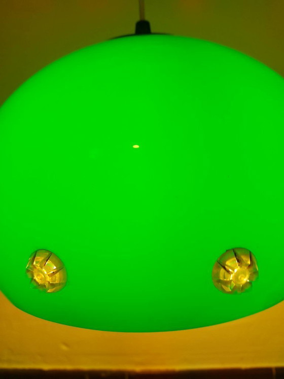 Image 1 of Lampada a sospensione verde in stile Space Age, lampada a forma di UFO, anni '70