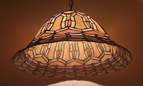 Grande lampada a sospensione in vetro colorato/Tiffany, Belgio – Massive, Lampade a sospensione, Glass (photo 10 of 35)