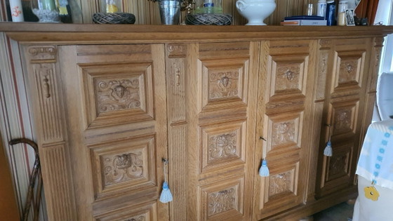 Image 1 of Solid oak buffet cabinet