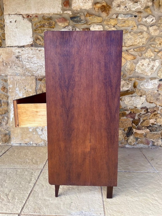 Image 1 of Cómoda de roble de mediados de siglo con cinco cajones, década de 1950