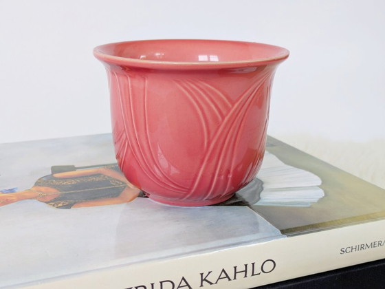 Image 1 of Jardinera de Cerámica de la Alemania Occidental de Mediados de Siglo | Estilo Art Nouveau Rosa Rubor