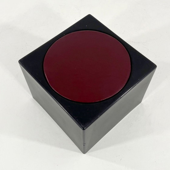 Image 1 of Black & Burgundy Cube Stool Il Kubile from MIM Roma, 1970s