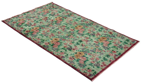 Tappeto turco vintage Oushak 230 × 123 cm – Tappeto in lana tessuto a mano con motivo floreale a rose (photo 5 of 10)