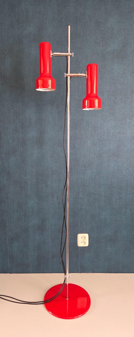 Vintage Floor Lamp - Gepo 300 | 2 Spotlights | Red - 1970s – Floor lights, Metal (photo 3 of 16)