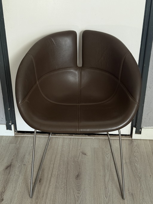 1x Moroso Fjord Stuhl aus Leder – stoelen fauteuils, Leather, Metal