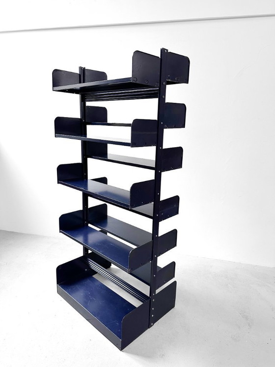 Image 1 of Italienisch-Dutch Lips Vago "Congresso" Stahlblaues Doppelbücherregal, 1966