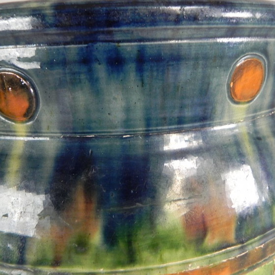 Image 1 of Flemish flowerpot on pedestal, ceramic, 1920s