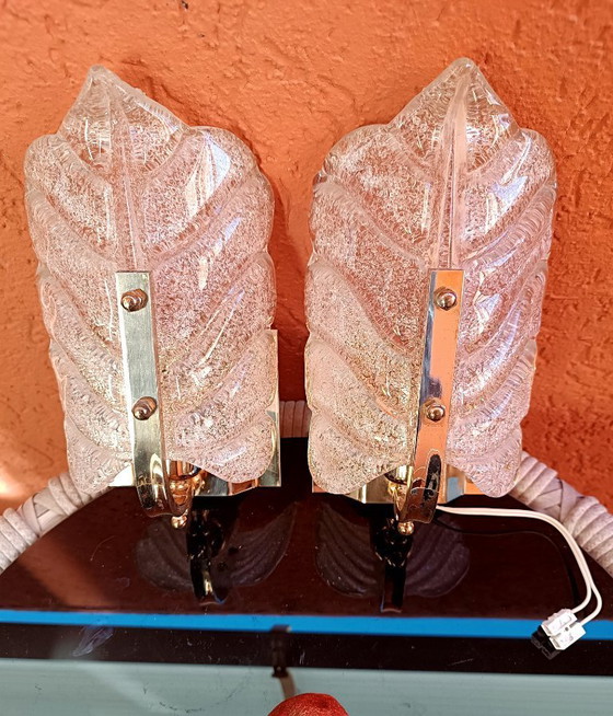 Image 1 of MURANO Carl Fagerlund Paar Murano wandlampen van artistiek glas uit de jaren 80