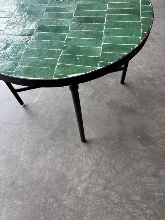 Handmade Moroccan Green Zellige Coffee Table, Indoor & Outdoor, 60 cm, leslosanges, Side tables, Ceramic (photo 5 of 11)
