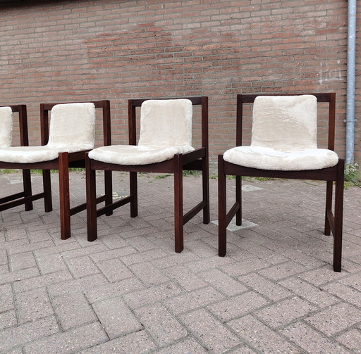 Set di 4 sedie vintage in wengé - rivestite professionalmente
