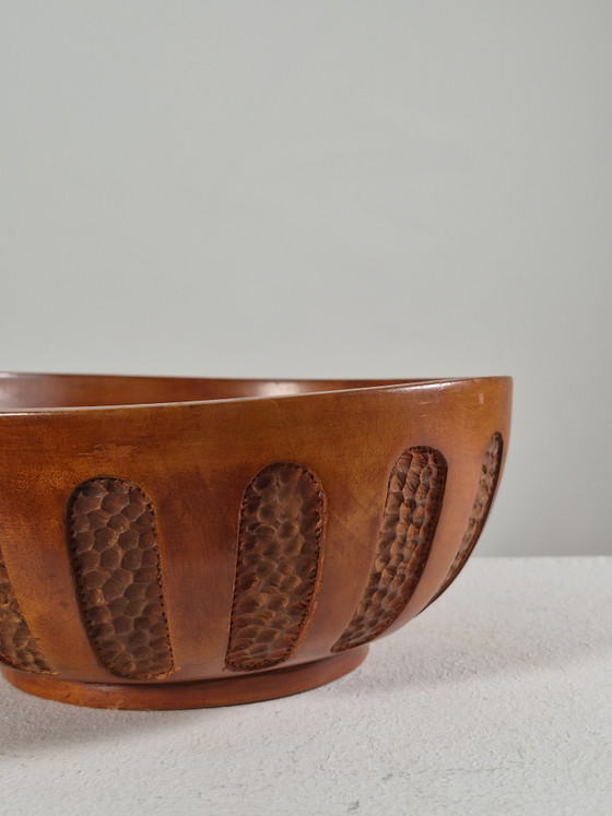 Cuenco antiguo tallado a mano firmado 1930 Scandi – Madera (photo 2 of 14)