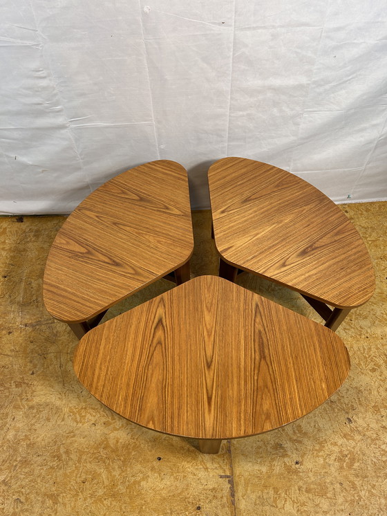 Image 1 of Mid-Century Retro Vintage Teak Round Coffee Table with 3 Nesting Side Tables by G Plan – 1960 Elegant Design | Functional Versa