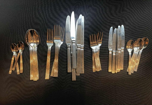 French Modern Flatware Set for 6: Stainless Steel Amefa Cutlery