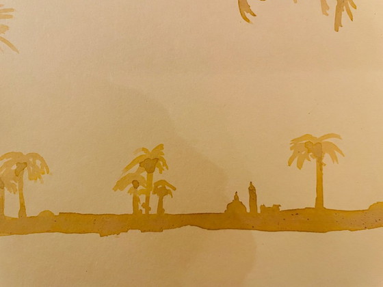 Image 1 of Dipinto ad acquerello di un paesaggio egiziano, "Alba sul Nilo"